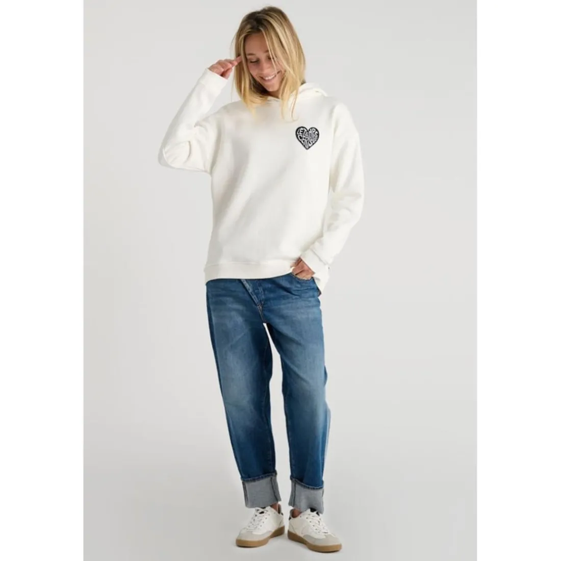 Sweat-Shirt capuche SAMIGI beige June en coton