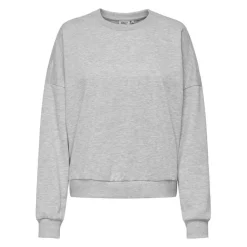 Sweat-shirt col rond gris clair en coton Page