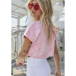 Sweat-Shirt fille CALISTAG rose en coton