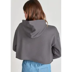 Sweat-Shirt fille capuche JAINEGI anthracite en coton