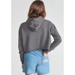 Sweat-Shirt fille capuche JAINEGI anthracite en coton