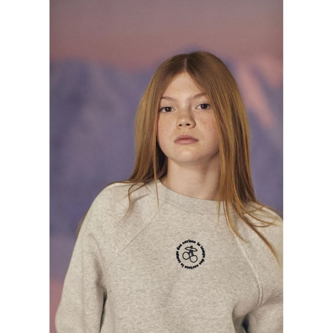 Sweat-Shirt fille capuche COBYGI gris en coton