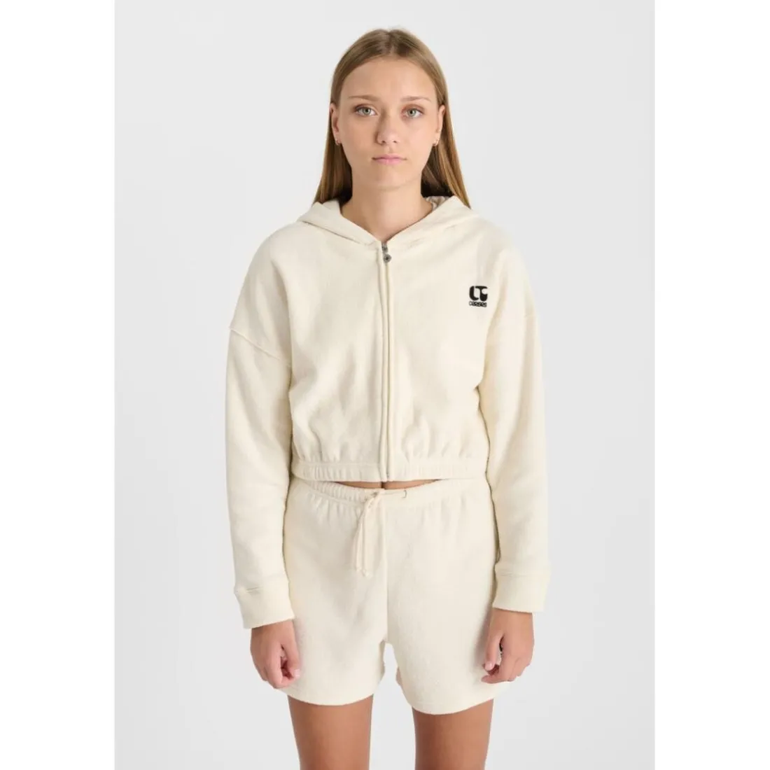 Sweat-Shirt fille capuche MIRATEGI blanc Vox en coton
