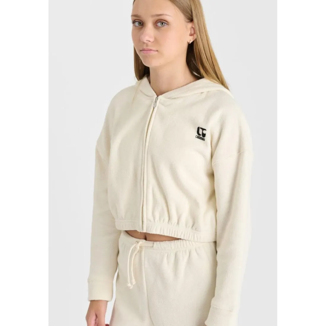 Sweat-Shirt fille capuche MIRATEGI blanc Vox en coton