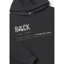 Sweat-Shirt fille capuche BENDGI noir en coton