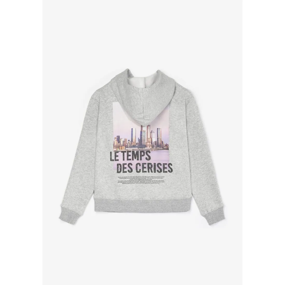 Sweat-shirt fille capuche MABELGI gris en coton