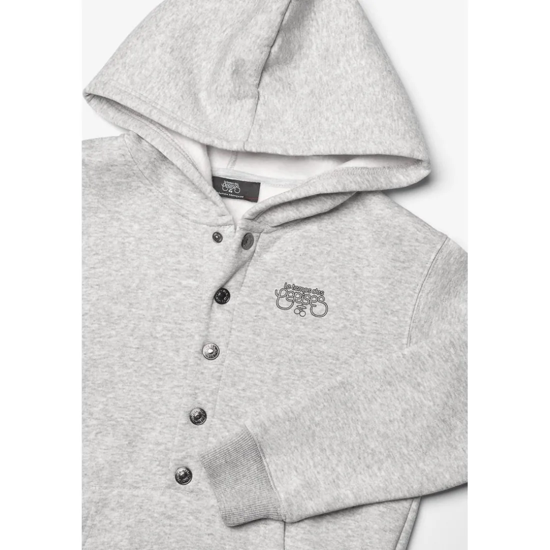 Sweat-shirt fille capuche MABELGI gris en coton