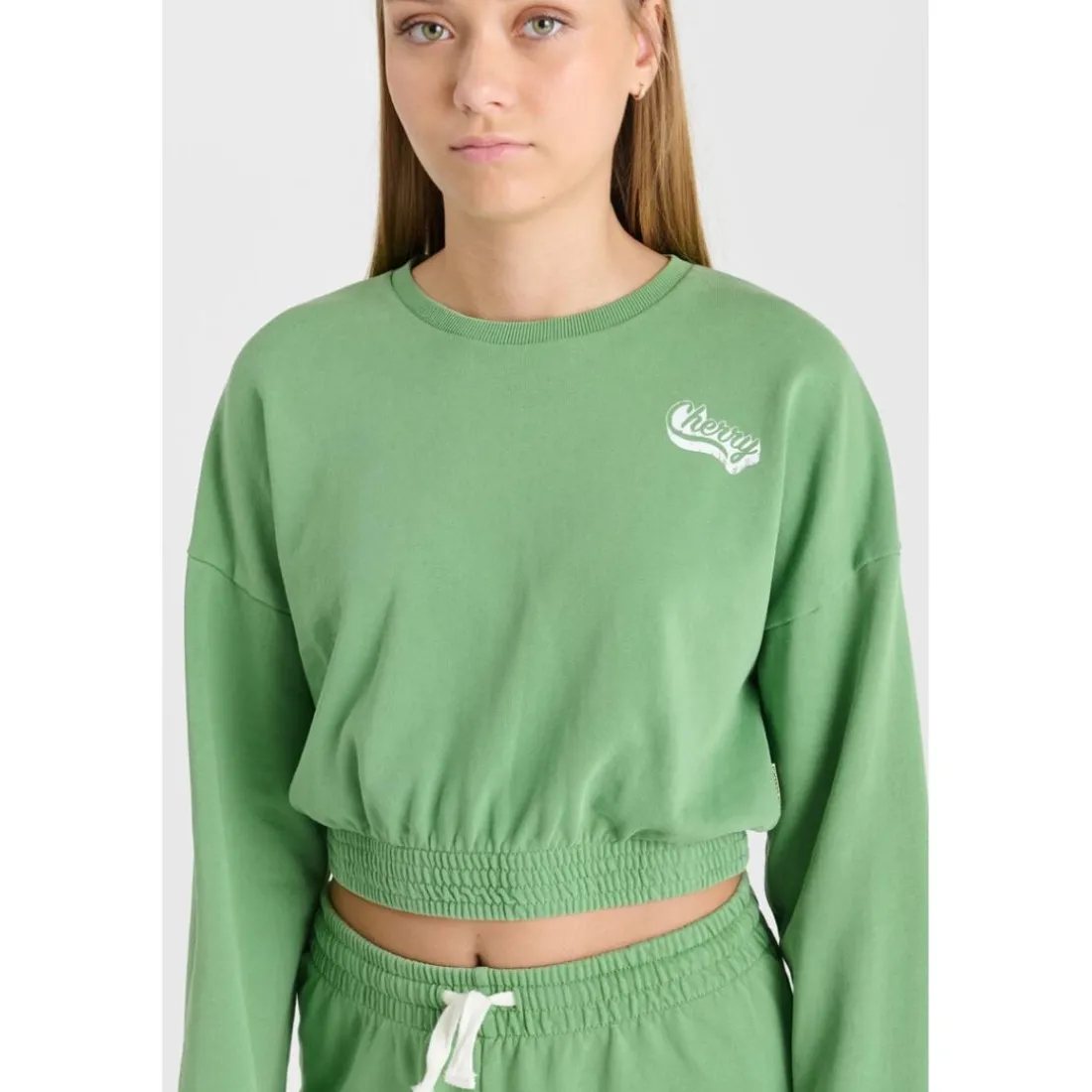 Sweat-Shirt fille ELPIGI vert Ava en coton