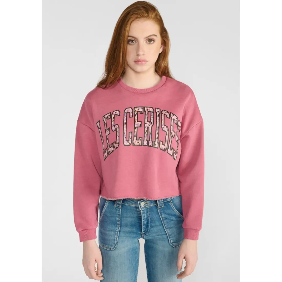 Sweat-Shirt fille FILOUGI rose Ella en coton