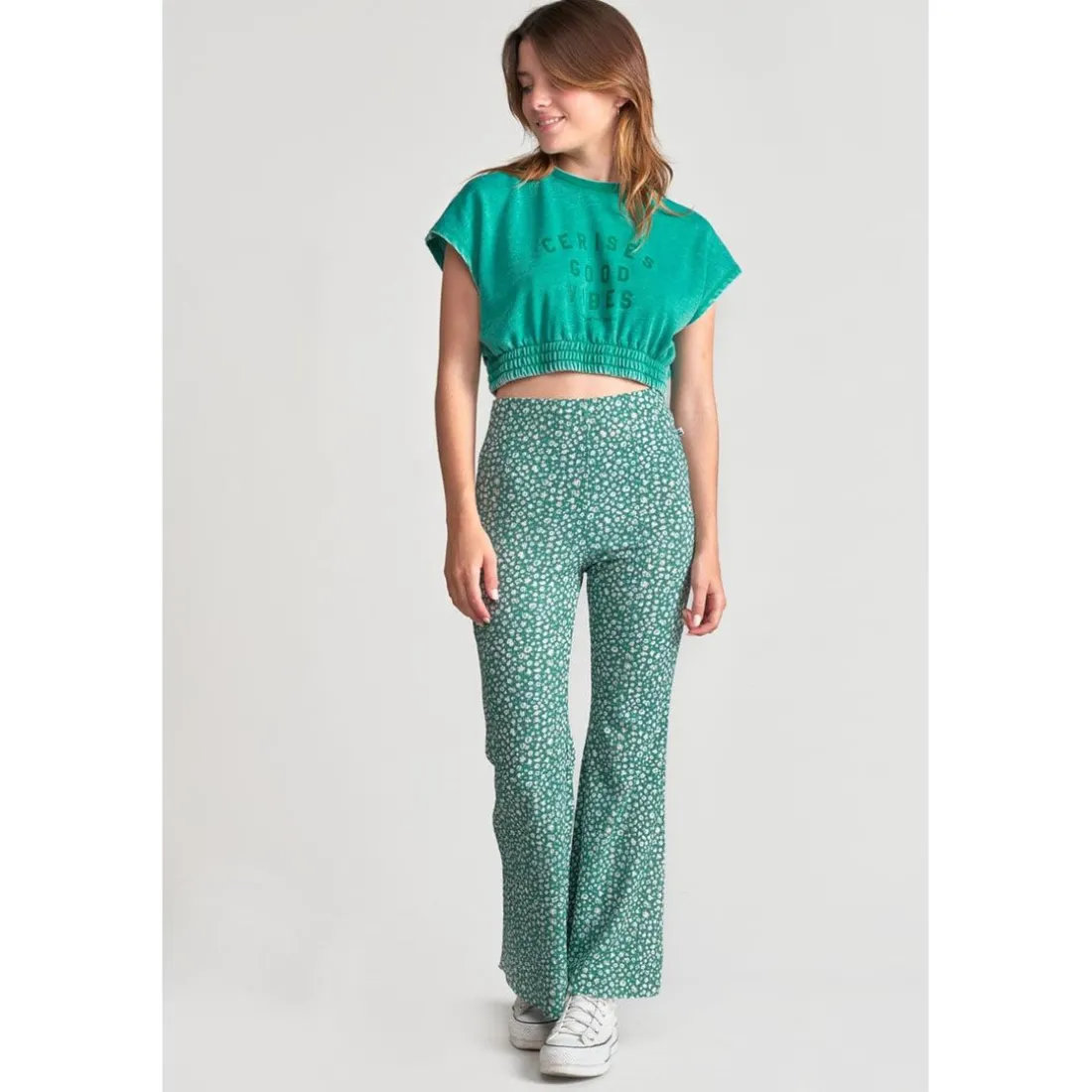 Sweat-Shirt fille NAELLEGI vert en coton
