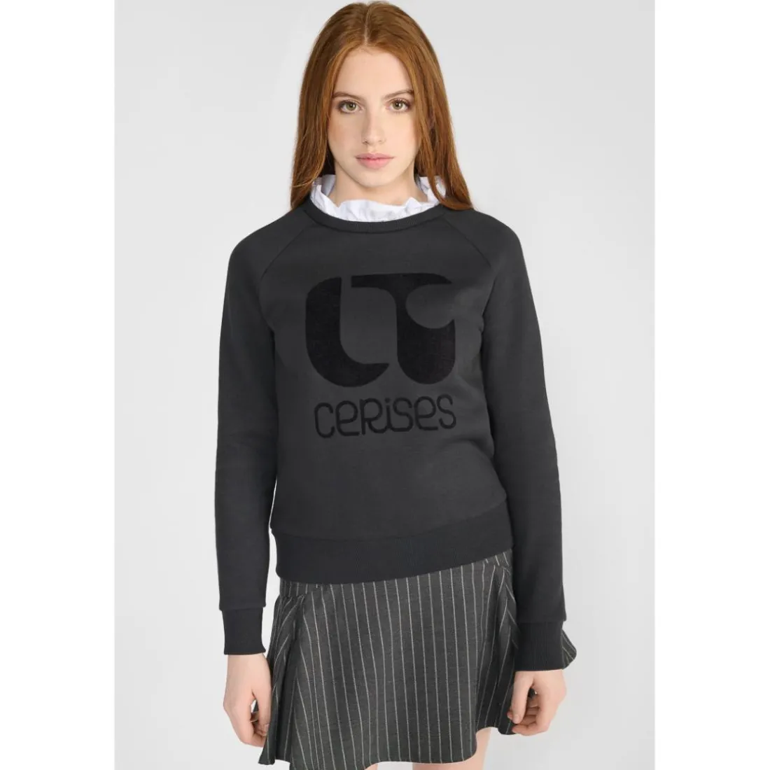 Sweat-Shirt fille TITAGI noir Alice en coton
