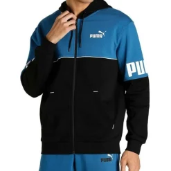 Sweatshirt garcon en coton bicolore PWR CLB bleu