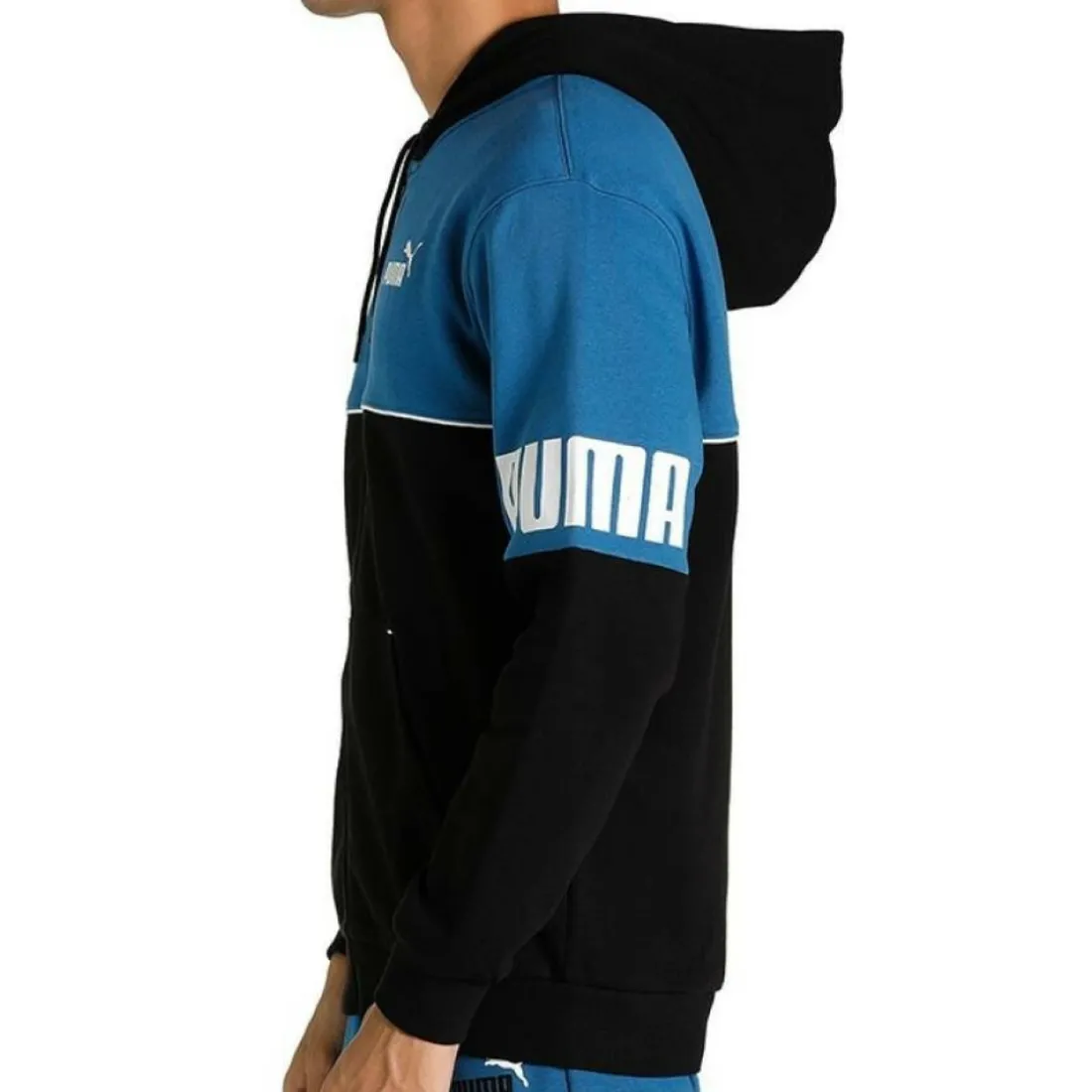 Sweatshirt garcon en coton bicolore PWR CLB bleu