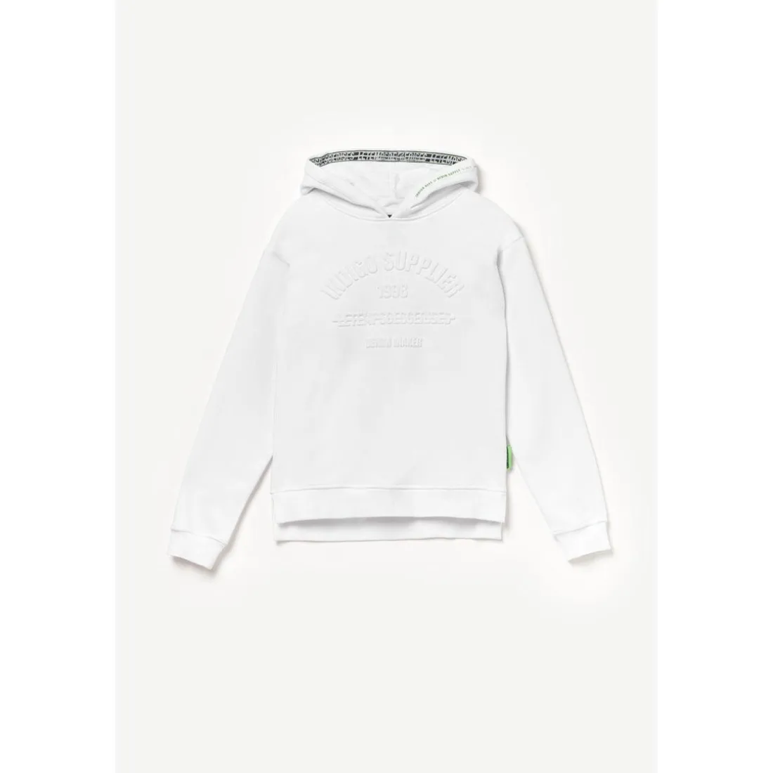 Sweat-shirt garçon, capuche PYBO blanc en coton