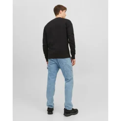 Sweat-shirt Relaxed Fit Col ras du cou Manches longues Noir en coton Lucas