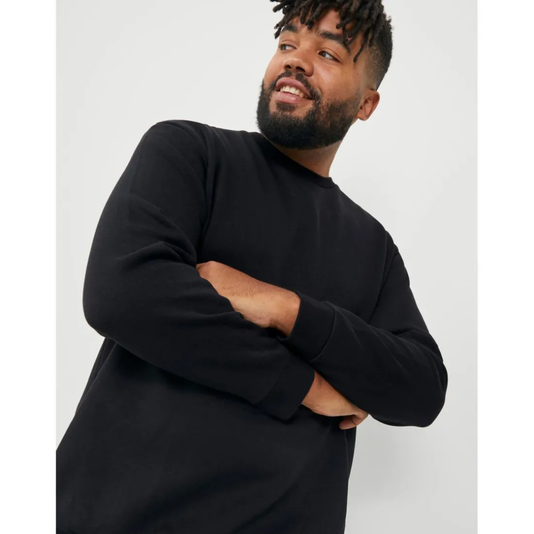 Sweat-shirt Relaxed Fit Col ras du cou Manches longues Noir Aiden