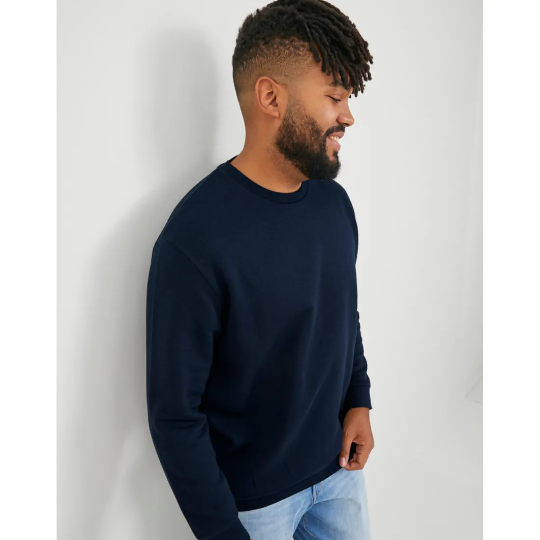 Sweat-shirt Relaxed Fit Col ras du cou Manches longues Bleu Marine Ross