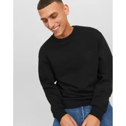 Sweat-shirt Relaxed Fit Col ras du cou Manches longues Noir Lane