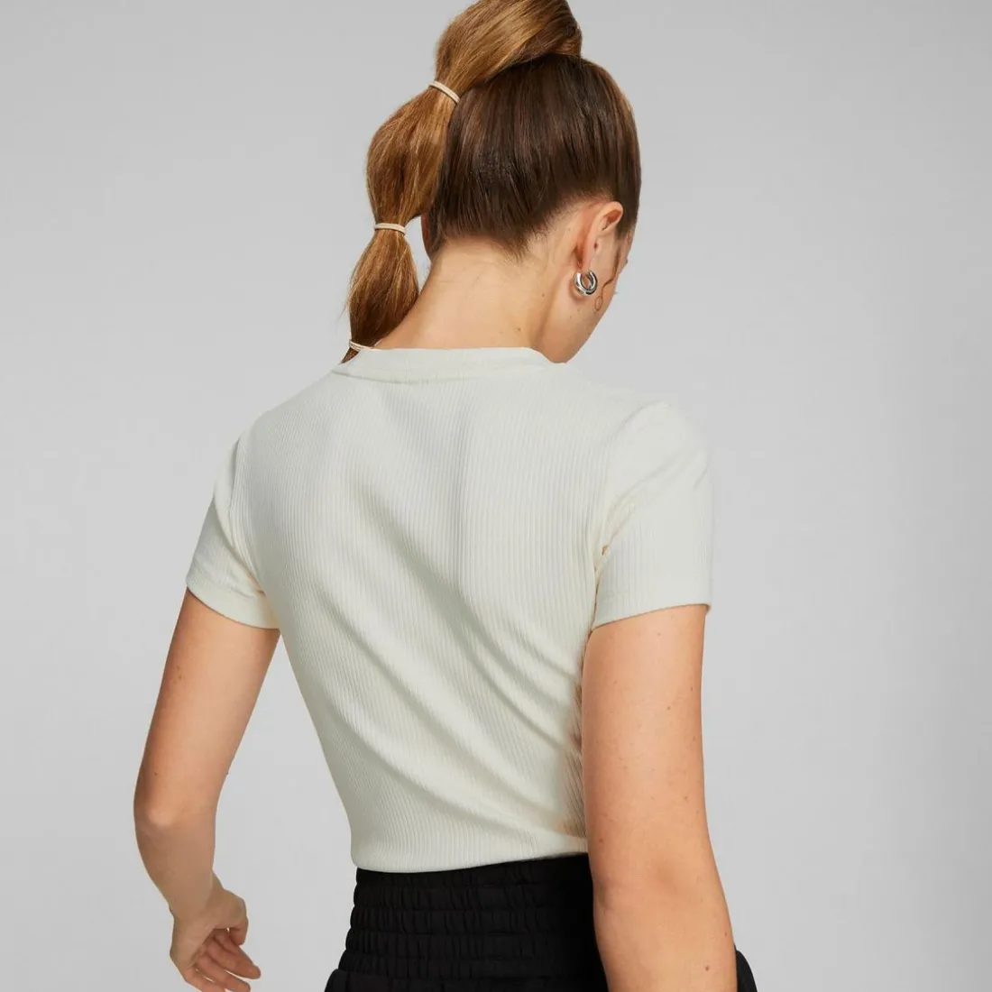T shirt femme blanc cassé CLASSICS RBD SLM TEE BLACK en coton