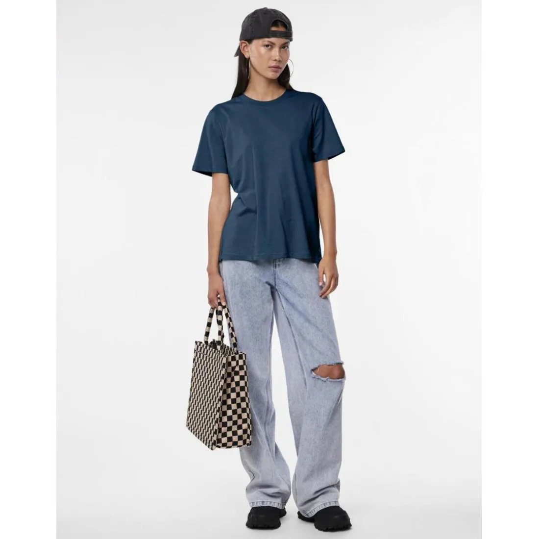 Tee shirt manches courte Ria bleu en coton
