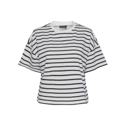 Tee shirt manches courtes Chilli blanc et rayures noir en coton Daisy