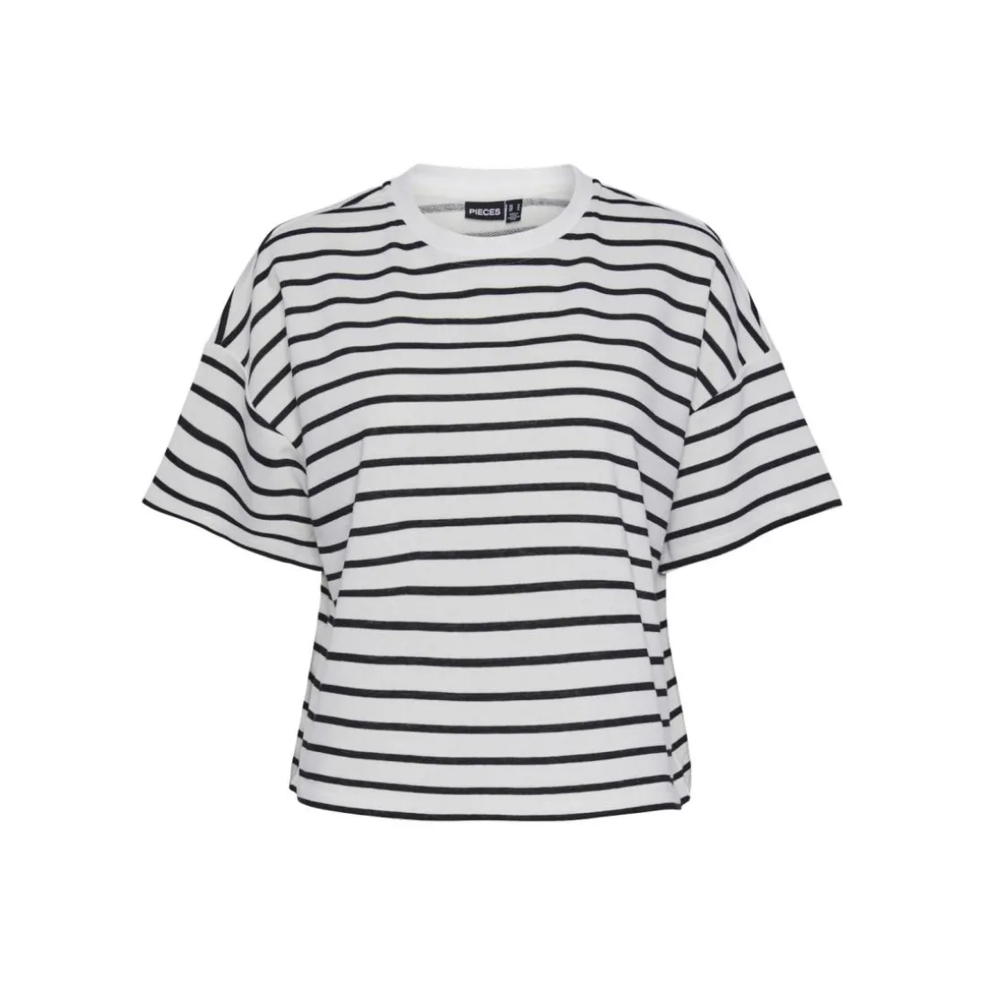 Tee shirt manches courtes Chilli blanc et rayures noir en coton Daisy