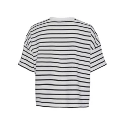 Tee shirt manches courtes Chilli blanc et rayures noir en coton Daisy