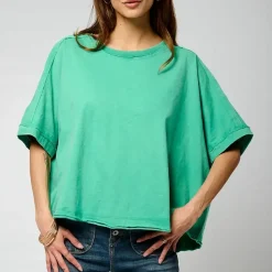 Tee Shirt Manches Courtes VISON menthe en coton blanc