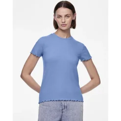 Tee shirt manches courtes Nicca bleu en viscose Kali