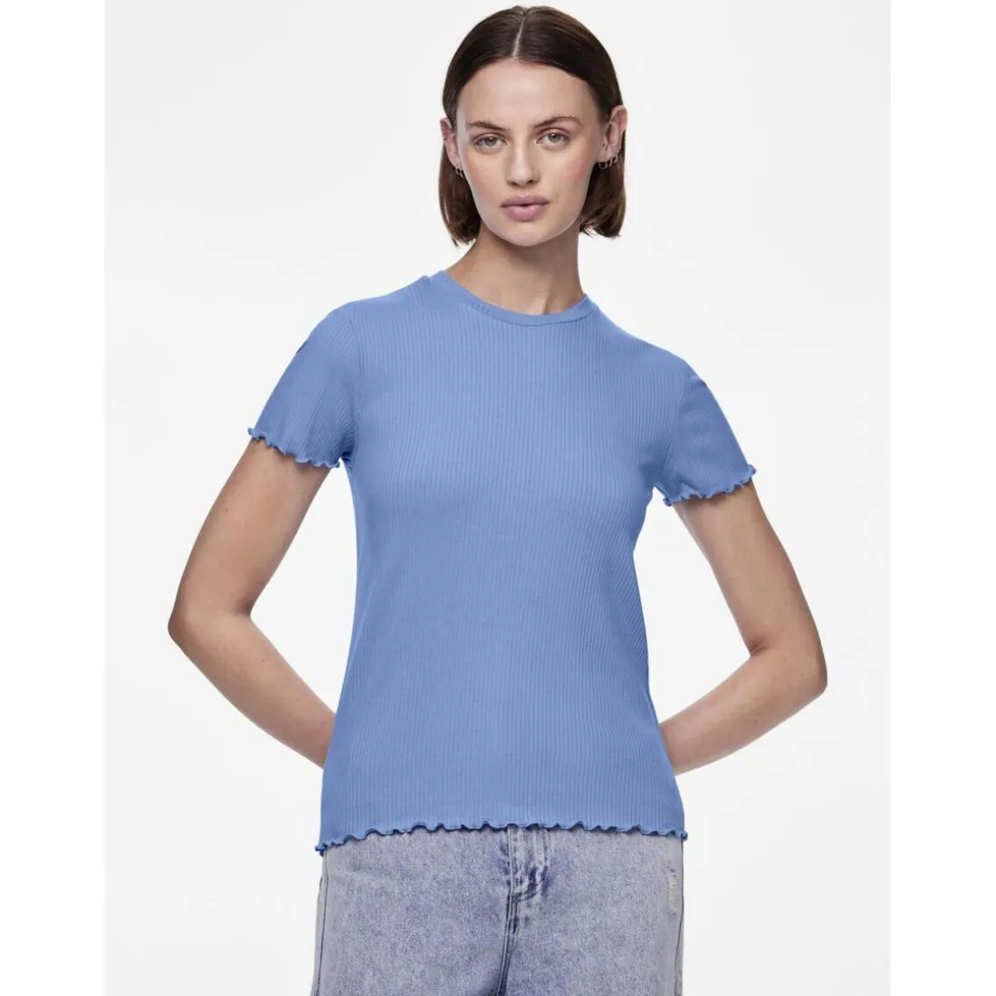 Tee shirt manches courtes Nicca bleu en viscose Kali
