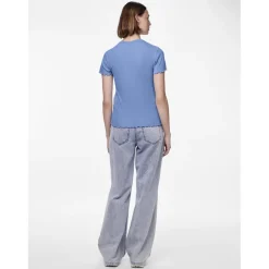 Tee shirt manches courtes Nicca bleu en viscose Kali