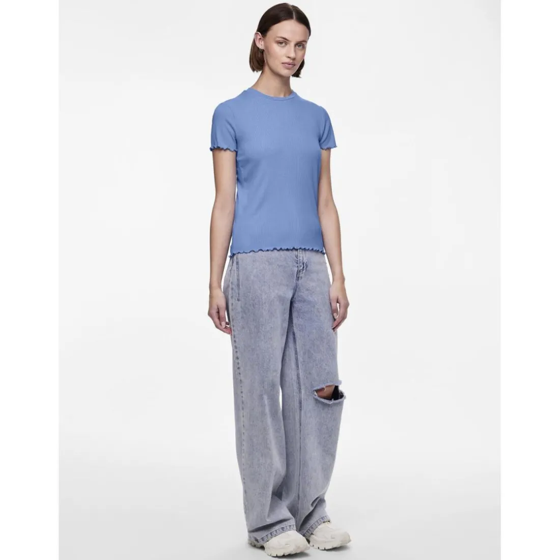 Tee shirt manches courtes Nicca bleu en viscose Kali