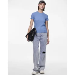 Tee shirt manches courtes Nicca bleu en viscose Kali