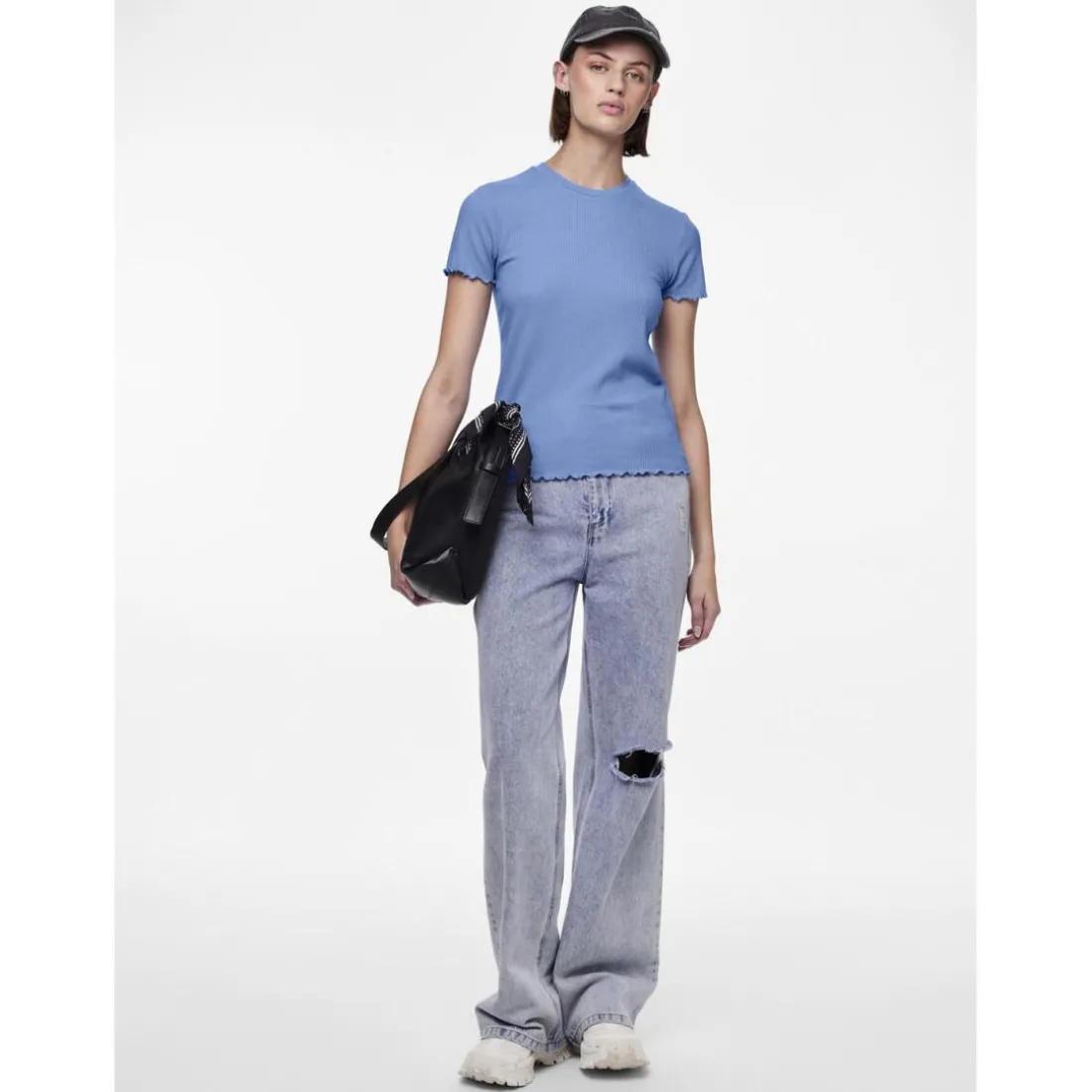 Tee shirt manches courtes Nicca bleu en viscose Kali