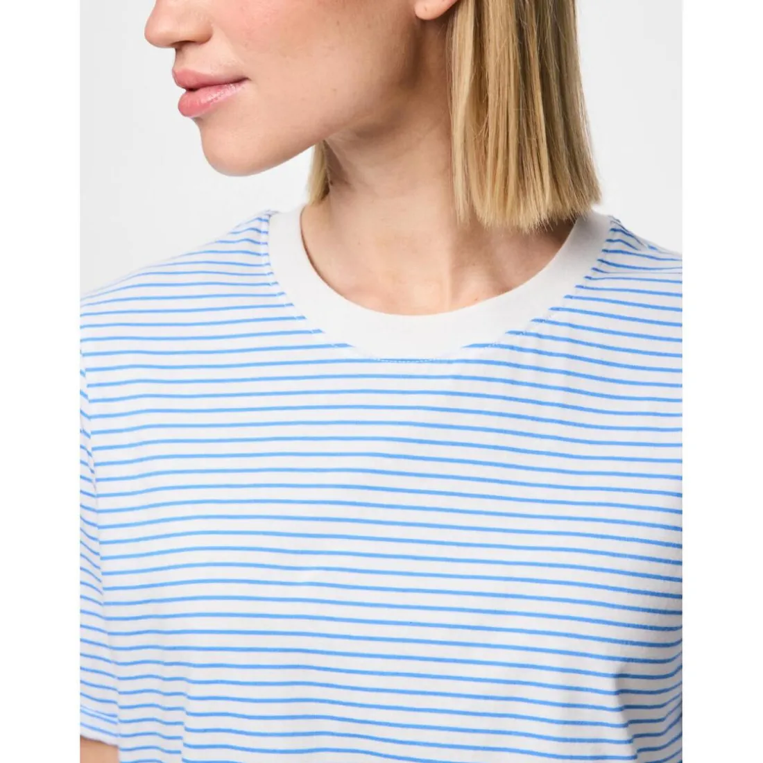 Tee shirt manches courtes à rayures Ria blanc en coton Demi
