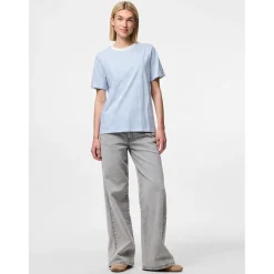 Tee shirt manches courtes à rayures Ria blanc en coton Demi