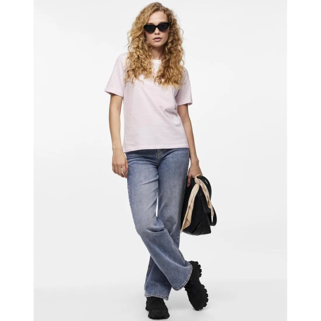 Tee shirt manches courtes à rayures Ria blanc en coton Elsie