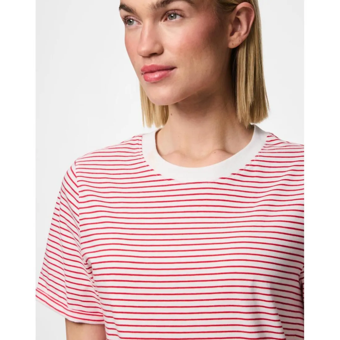 Tee shirt manches courtes à rayures Ria blanc en coton Pia