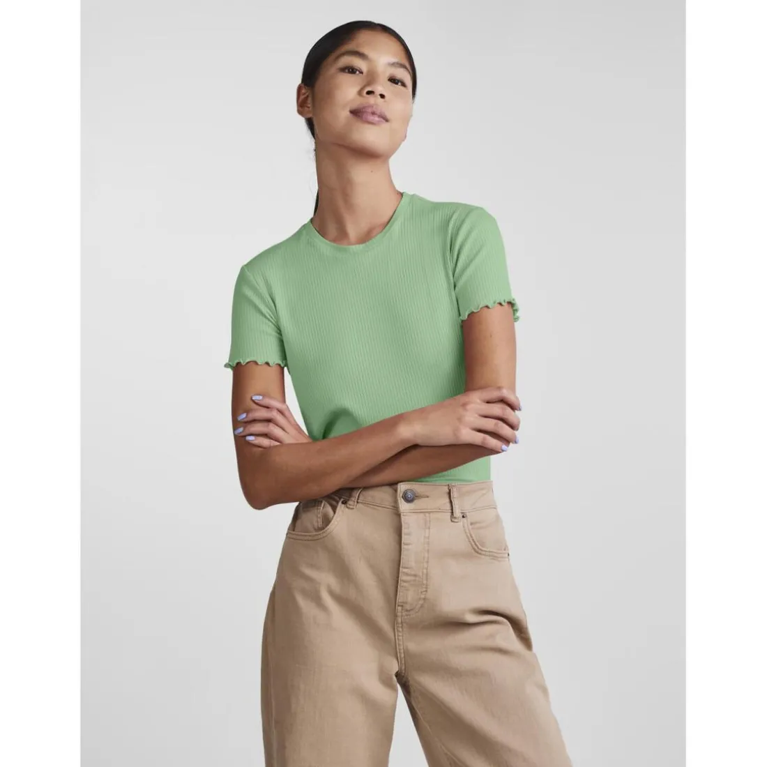 Tee shirt manches courtes Nicca vert en viscose Tara