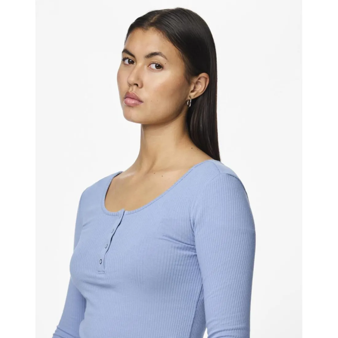Tee shirt manches longues en coton Kitte bleu clair Gwen