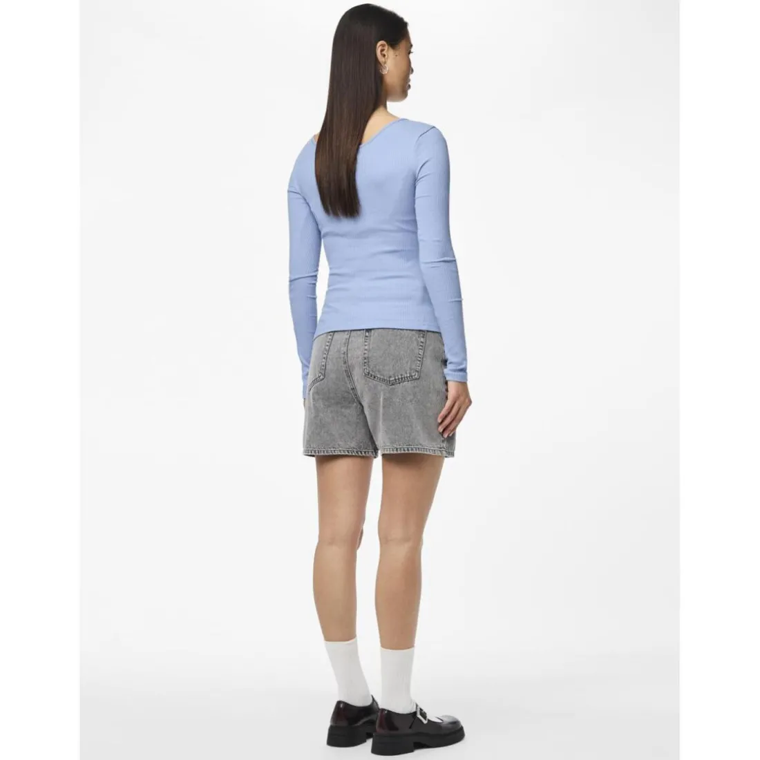 Tee shirt manches longues en coton Kitte bleu clair Gwen