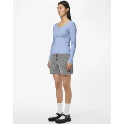 Tee shirt manches longues en coton Kitte bleu clair Gwen