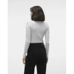 Tee shirt manches longues et col rond en coton gris Cléo