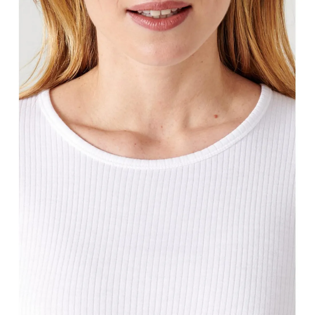 Tee Shirt Manches Longues. Blanc Thermolactyl en coton