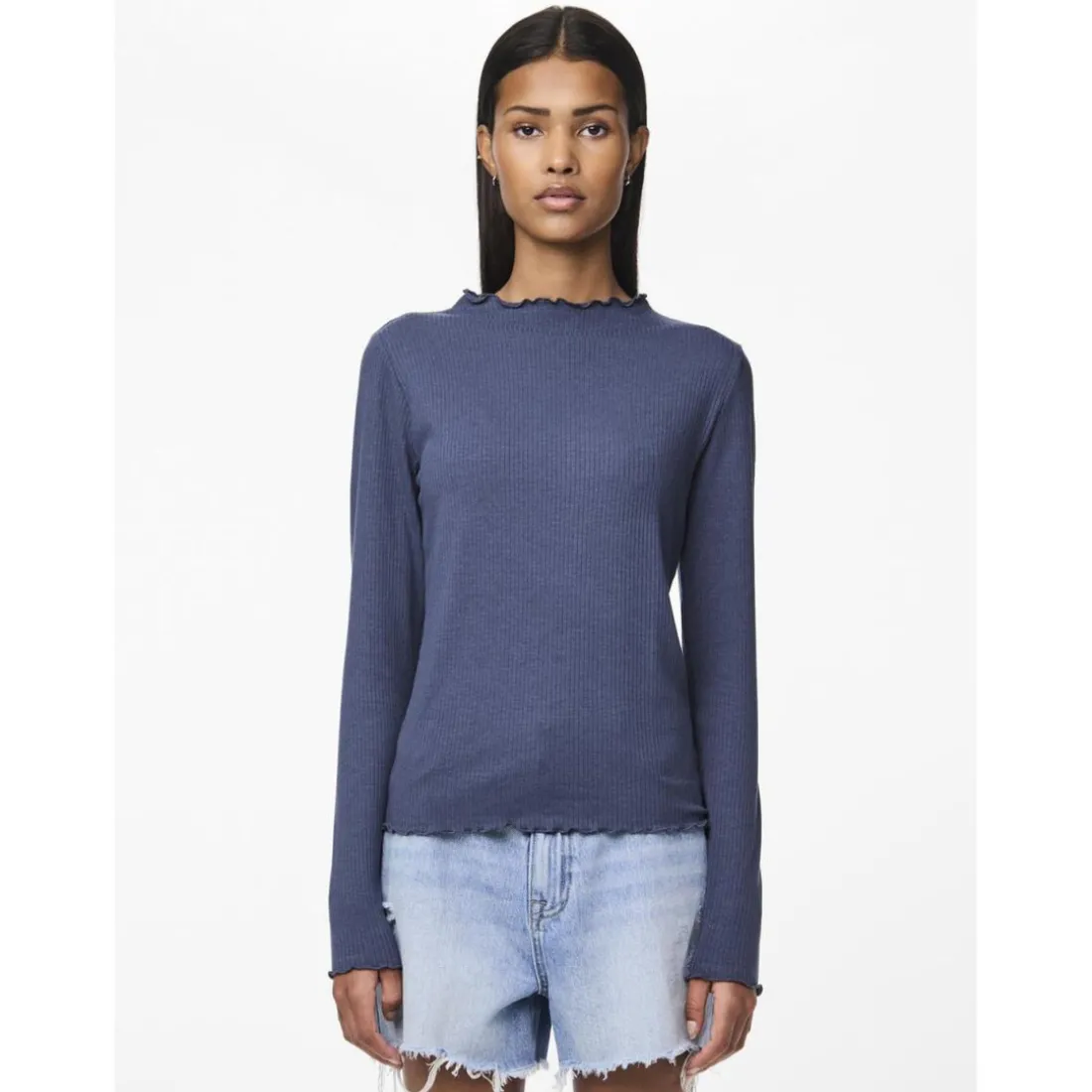 Tee shirt manches longues en viscose Nicca bleu Rhea