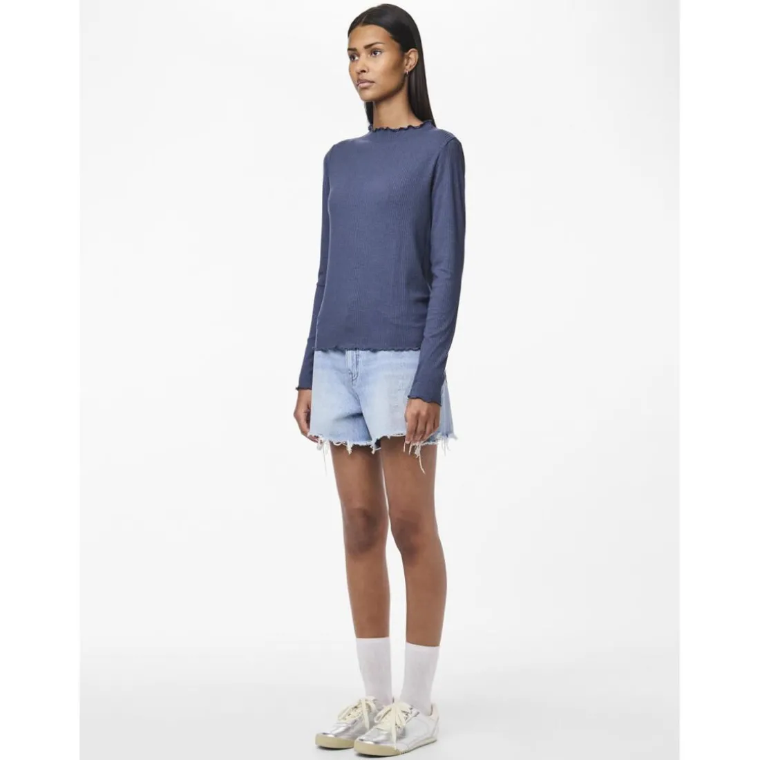 Tee shirt manches longues en viscose Nicca bleu Rhea