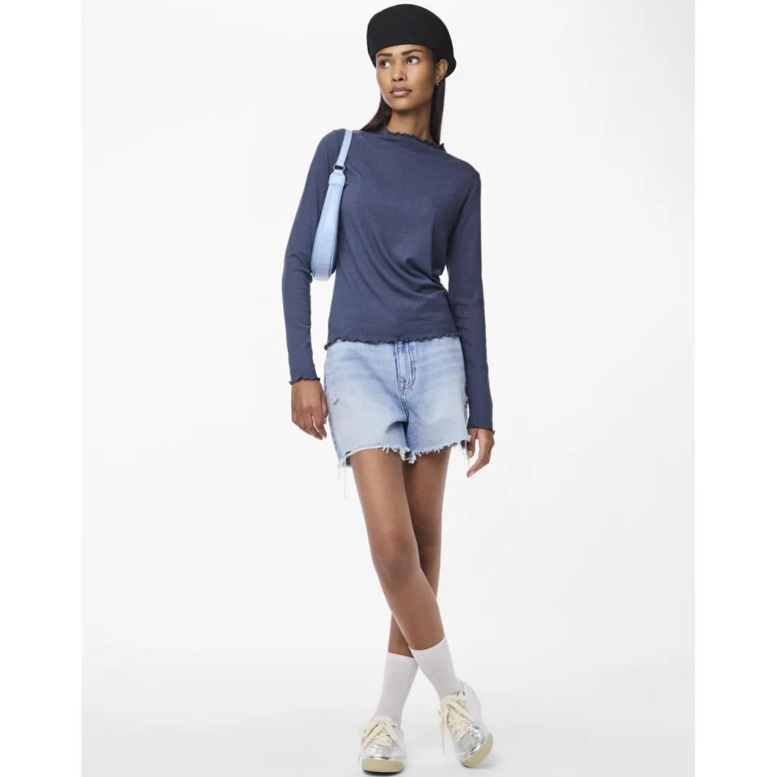 Tee shirt manches longues en viscose Nicca bleu Rhea