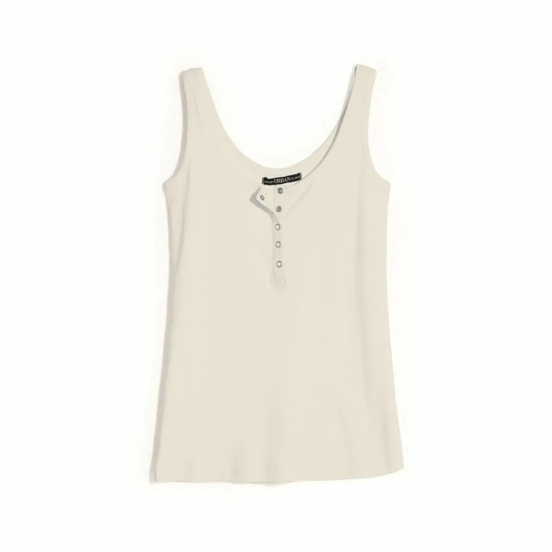 Tee-shirt à bretelles col rond à pressions femme - ÉCRU blanc