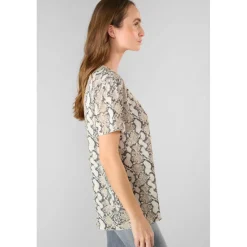 Tee-Shirt Argent à motif python en tencel