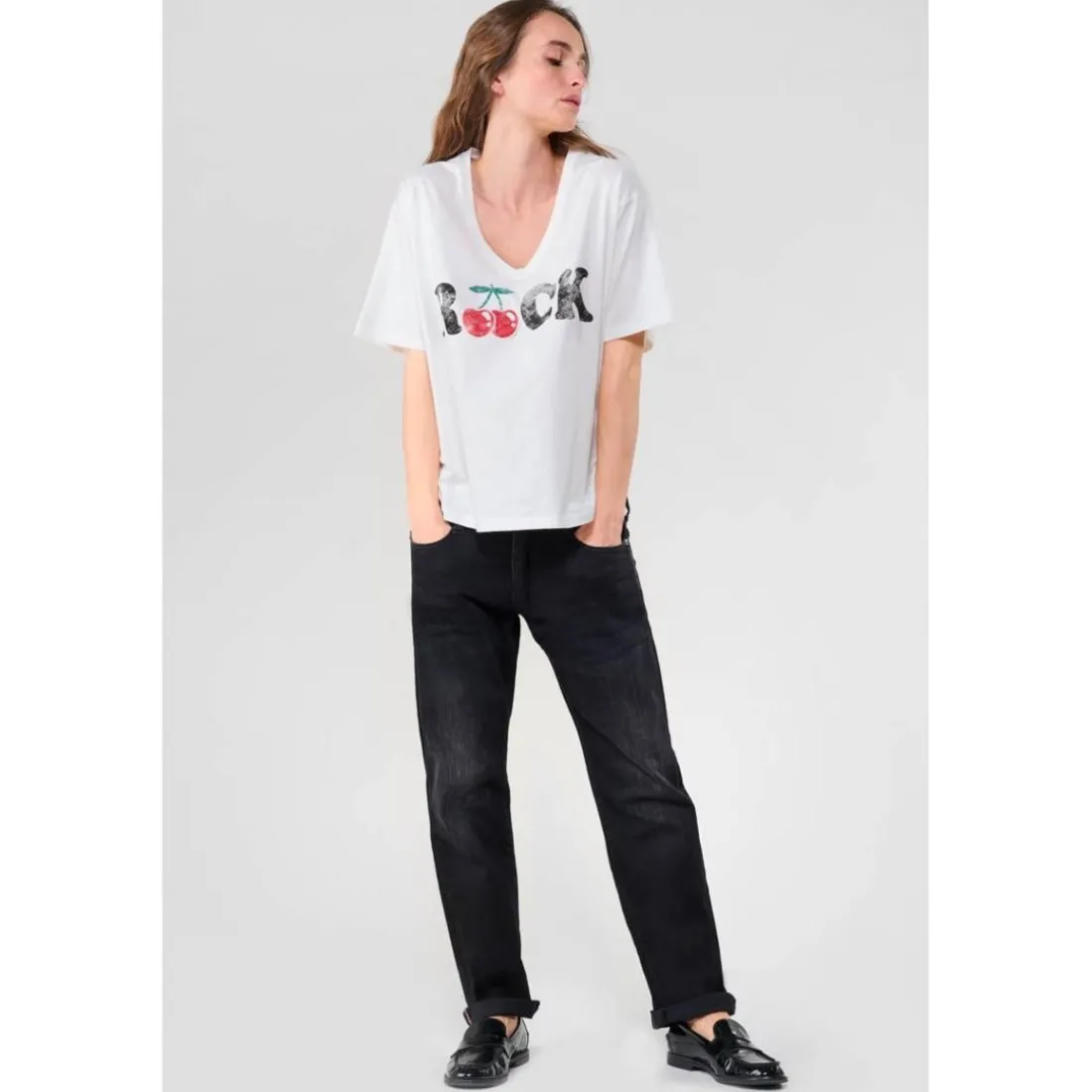 Tee-Shirt AULDI blanc Rose en coton